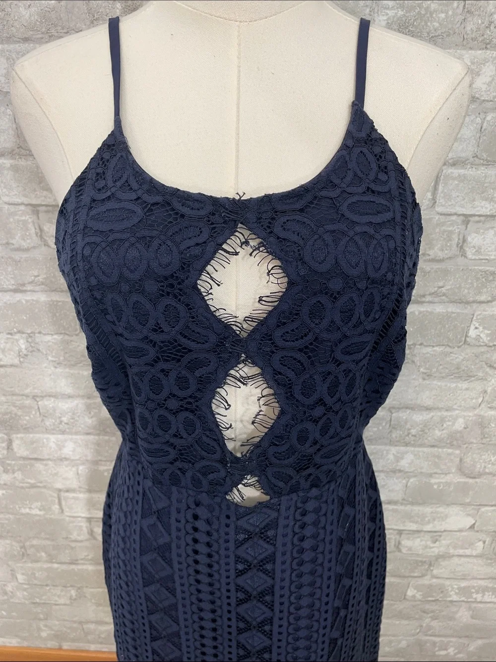 Storia Navy Lace Cutout Mini Dress